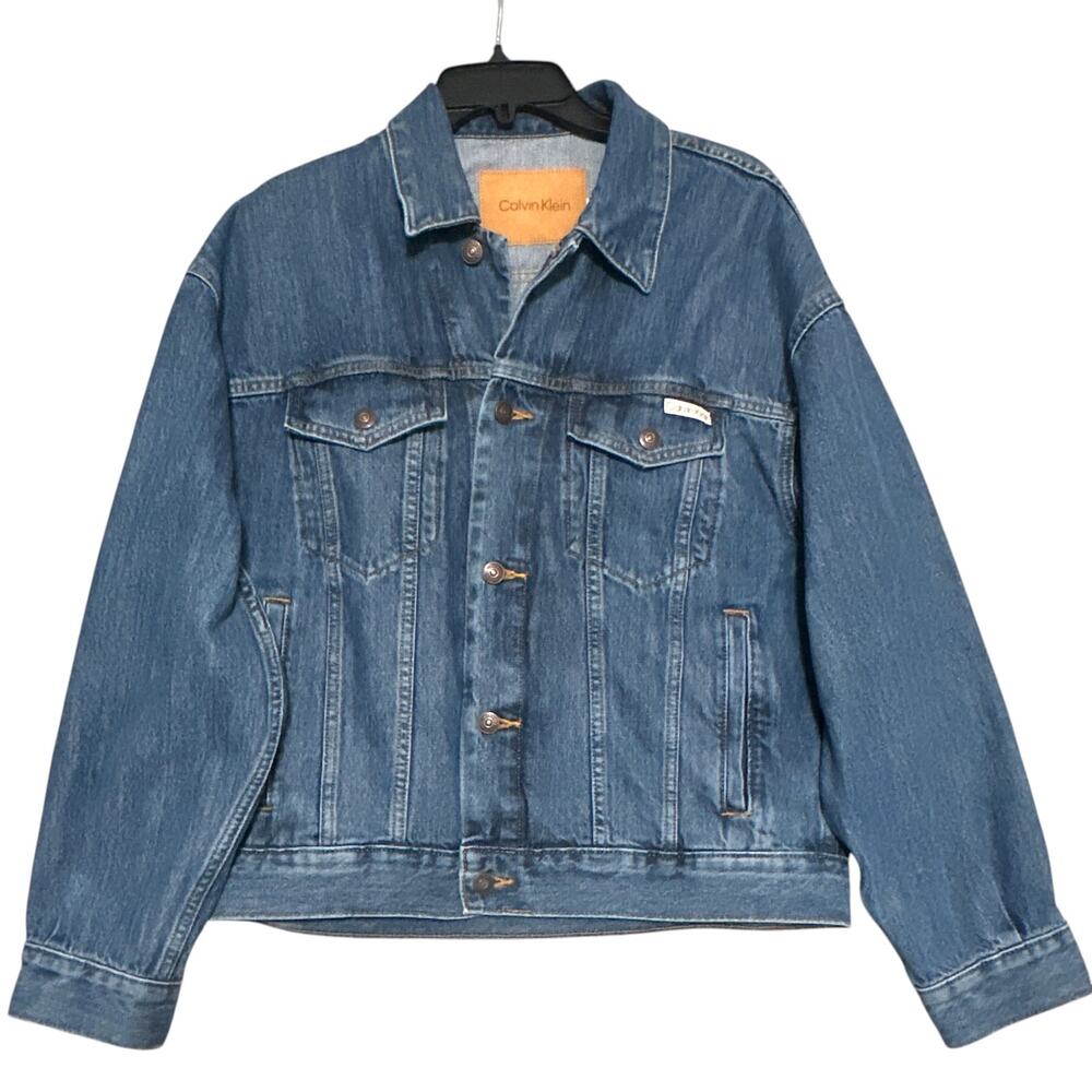 Calvin Klein Jean Jacket Men's XS Blue Oversized Boxy Trucker Denim NWT Casual